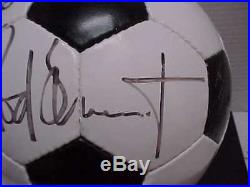 Rod Stewart Autographed Soccer Ball, Ticket And Program With Display Case