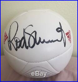 Rod Stewart Autographed Soccer Ball from concert at Sugar Land, Tx on 8/12/17