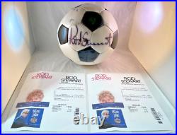 Rod Stewart Signed Soccer Ball & Ticket Stubs Las Vegas NV. August 29, 2017 Show