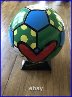 Romero Britto signed ceramic soccer ball