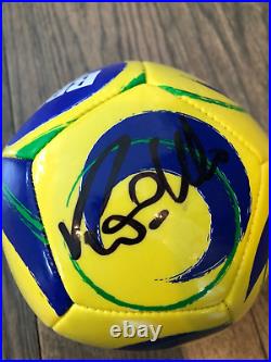Ronaldinho & Cristiano Ronaldo Signed Brazil Logo Mini Soccer Ball With JSA Letter