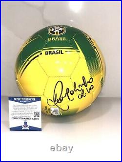 Ronaldinho Hand Signed Brazil Soccer Ball BECKETT BAS CERT
