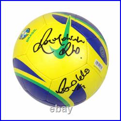 Ronaldinho & Ronaldo Nazario Signed Brazil Mini Soccer Ball with Beckett COA