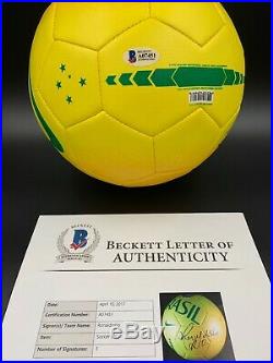 Ronaldinho Signed Brazil National Team Soccer Ball Beckett LOA A07451 PSA/DNA