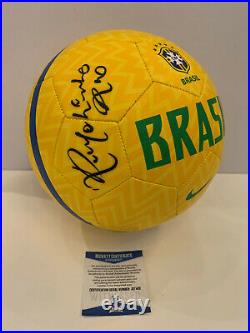 Ronaldinho Signed Brazil Soccer Ball autographed brasil Beckett BAS COA