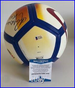 Ronaldinho Signed FC Barcelona Full Size Logo Soccer Ball Inscribed Rio BAS