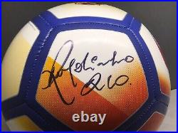 Ronaldinho Signed Nike FC Barcelona Soccer Ball Auto Beckett Witnessed COA 1A