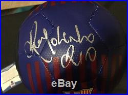 Ronaldinho Signed Official FC Barcelona Soccer Ball Brazil Legend Beckett