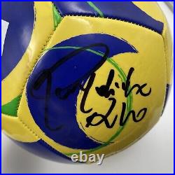 Ronaldo Nazario & Ronaldinho Signed Soccer Ball Football Very Rare Jsa Coa