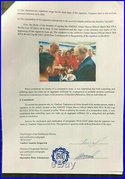 Russia President Vladimir Putin Autogramm Signed Soccer Ball RUS COA Photo proof