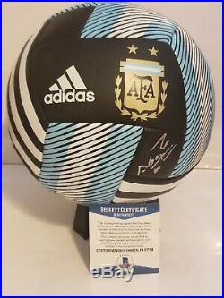 Sergio Aguero Signed Adidas Argentina Logo Soccer Ball Beckett COA