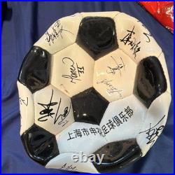 Shanghai Shenhua Signed Soccer Ball with Multiple Player Signatures Logo