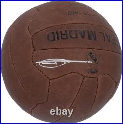 Signed Zinedine Zidane Real Madrid Signed Vintage Brown Leather Logo Soccer Ball Signed Zinedine Zidane Real Madrid Signed Vintage Brown Leather Logo Soccer Ball