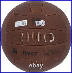 Signed Zinedine Zidane Real Madrid Signed Vintage Brown Leather Logo Soccer Ball Signed Zinedine Zidane Real Madrid Signed Vintage Brown Leather Logo Soccer Ball