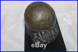Stunning Bronze Soccer Ball on Bare Foot Sculpture Norman LeBeau signed