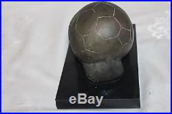 Stunning Bronze Soccer Ball on Bare Foot Sculpture Norman LeBeau signed