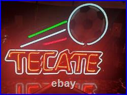 Very Rare Vintage Soccer Ball spinning Tecate Neon Sign bar beer light mancave