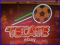Very Rare Vintage Soccer Ball spinning Tecate Neon Sign bar beer light mancave