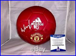 Wayne Rooney Hand Signed Manchester United Soccer Ball Beckett Cert Bas