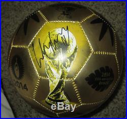 Wayne Rooney Signed Gold 2014 World Cup Brazil Soccer Ball Size 5 with proof