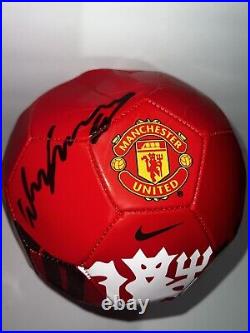 Wayne Rooney Signed Manchester United soccer ball Beckett COA B55577
