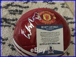 Wayne Rooney Signed Official Manchester United Soccer Ball Beckett #2