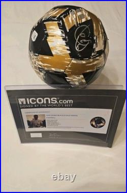 Xavi Signed Black & Gold Adidas Soccer Ball In Quatar 2021 Icons Certificate