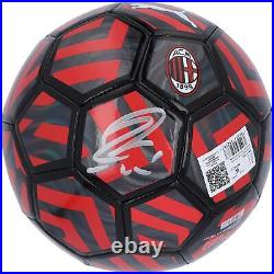 Zlatan Ibrahimovic AC Milan Autographed Red Logo Soccer Ball